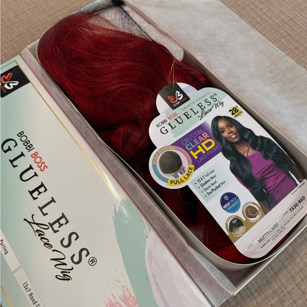 Bobbi Boss Red Extra Long Wavy Full Lace Glueless Lace Wig